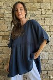 Dusk Bubble Cotton Smock Top Airforce