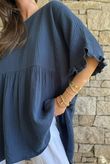 Dusk Bubble Cotton Smock Top Airforce
