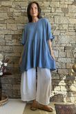 Dusk Bubble Cotton Smock Top Denim