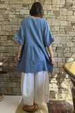 Dusk Bubble Cotton Smock Top Denim