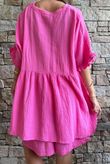 Dusk Bubble Cotton Smock Top Hot Pink