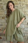 Dusk Bubble Cotton Smock Top Olive
