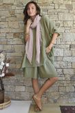 Dusk Bubble Cotton Smock Top Olive