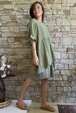 Dusk Bubble Cotton Smock Top Olive