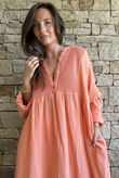 Dusk Bubble Cotton Teabag Smock Dress Apricot Sun