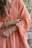 Dusk Bubble Cotton Teabag Smock Dress Apricot Sun