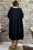 Dusk Bubble Cotton Teabag Smock Dress Black