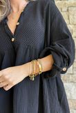 Dusk Bubble Cotton Teabag Smock Dress Black