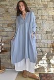 Dusk Bubble Cotton Teabag Smock Dress Bridgerton Blue