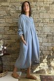 Dusk Bubble Cotton Teabag Smock Dress Bridgerton Blue