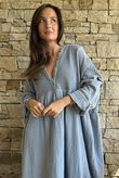 Dusk Bubble Cotton Teabag Smock Dress Bridgerton Blue