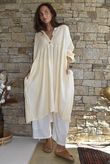 Dusk Bubble Cotton Teabag Smock Dress Buttercream