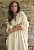 Dusk Bubble Cotton Teabag Smock Dress Buttercream
