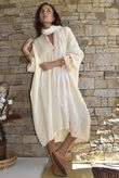 Dusk Bubble Cotton Teabag Smock Dress Buttercream