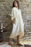 Dusk Bubble Cotton Teabag Smock Dress Buttercream