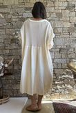 Dusk Bubble Cotton Teabag Smock Dress Buttercream
