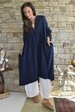 Dusk Bubble Cotton Teabag Smock Dress Navy