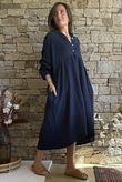 Dusk Bubble Cotton Teabag Smock Dress Navy