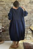 Dusk Bubble Cotton Teabag Smock Dress Navy