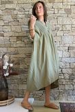 Dusk Bubble Cotton Teabag Smock Dress Olive