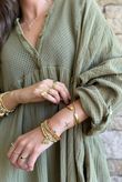 Dusk Bubble Cotton Teabag Smock Dress Olive