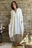 Dusk Bubble Cotton Teabag Smock Dress Warm White