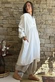 Dusk Bubble Cotton Teabag Smock Dress Warm White