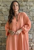 Dusk Bubble Cotton Tiered Dress Apricot Sun