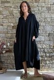 Dusk Bubble Cotton Tiered Dress Black