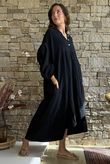 Dusk Bubble Cotton Tiered Dress Black