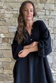 Dusk Bubble Cotton Tiered Dress Black