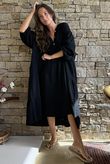 Dusk Bubble Cotton Tiered Dress Black