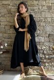 Dusk Bubble Cotton Tiered Dress Black