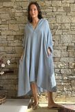 Dusk Bubble Cotton Tiered Dress Bridgerton Blue
