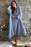 Dusk Bubble Cotton Tiered Dress Bridgerton Blue
