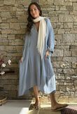 Dusk Bubble Cotton Tiered Dress Bridgerton Blue