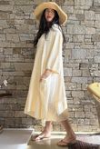 Dusk Bubble Cotton Tiered Dress Buttercream