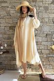 Dusk Bubble Cotton Tiered Dress Buttercream