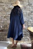 Dusk Bubble Cotton Tiered Dress Navy