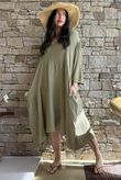 Dusk Bubble Cotton Tiered Dress Olive
