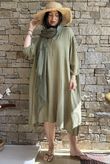 Dusk Bubble Cotton Tiered Dress Olive