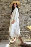 Dusk Bubble Cotton Tiered Dress Warm White