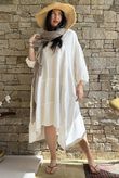 Dusk Bubble Cotton Tiered Dress Warm White
