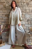 Effie Ombre Embroidered Trapeze Shirt Cream