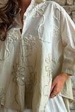 Effie Ombre Embroidered Trapeze Shirt Cream