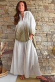 Effie Ombre Embroidered Trapeze Shirt White