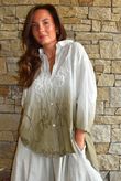 Effie Ombre Embroidered Trapeze Shirt White