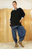Elodie V Neck Button Knit Black /13=