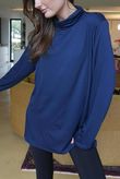 Essential Fine Jersey Polo Neck Top Navy 