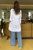 Essential Body Stretch Cotton Button Faux Shirt White `